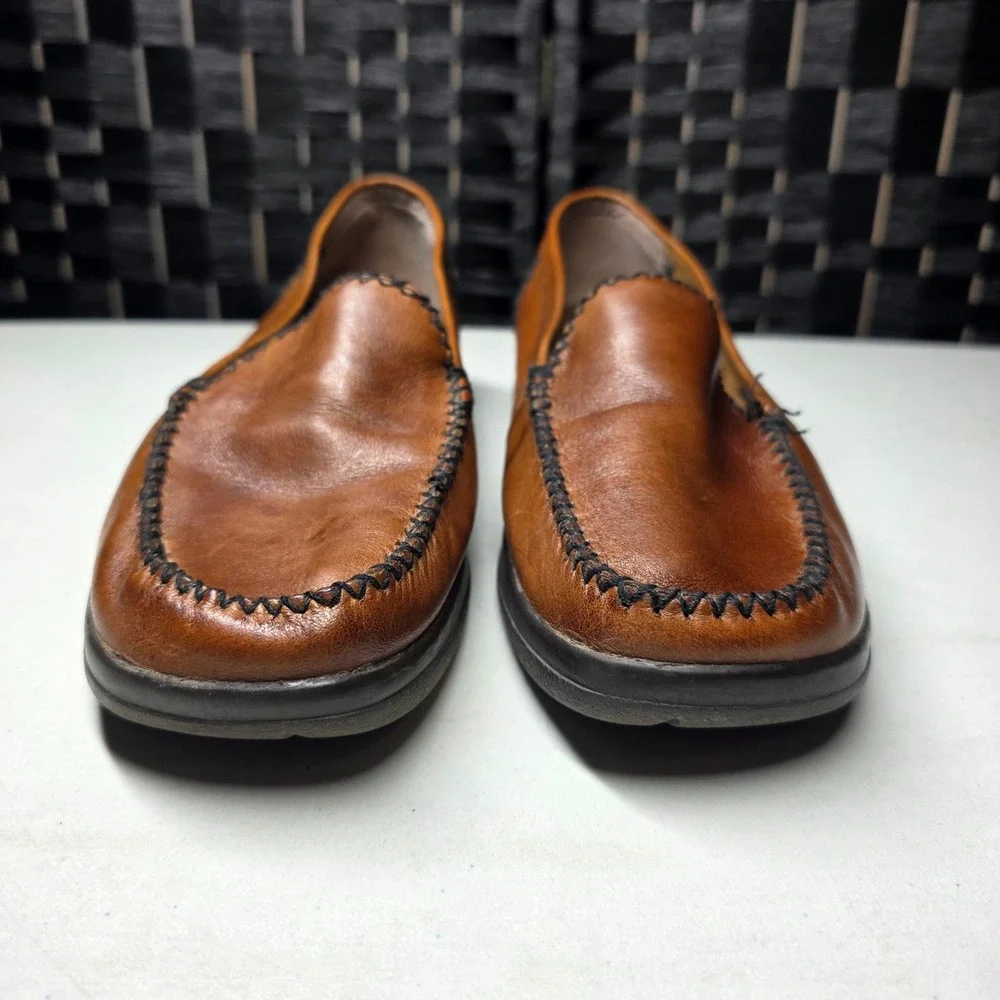Drexlite Leather Classics Brown Loafers Moc Toe Slip On Flats Womens 9M
